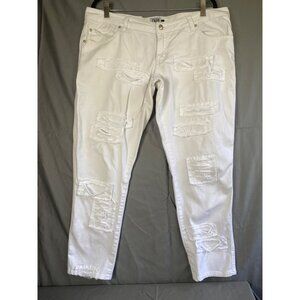 Tripp NYC Size 15 Jr. White Stretch Cotton Distressed Skinny Jean Style Pants